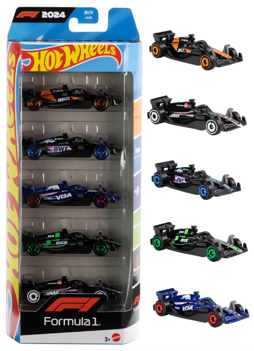 Hot Wheels F1 2024 Multipack – Set de 5 Autos de Fórmula 1 Escala 1:64